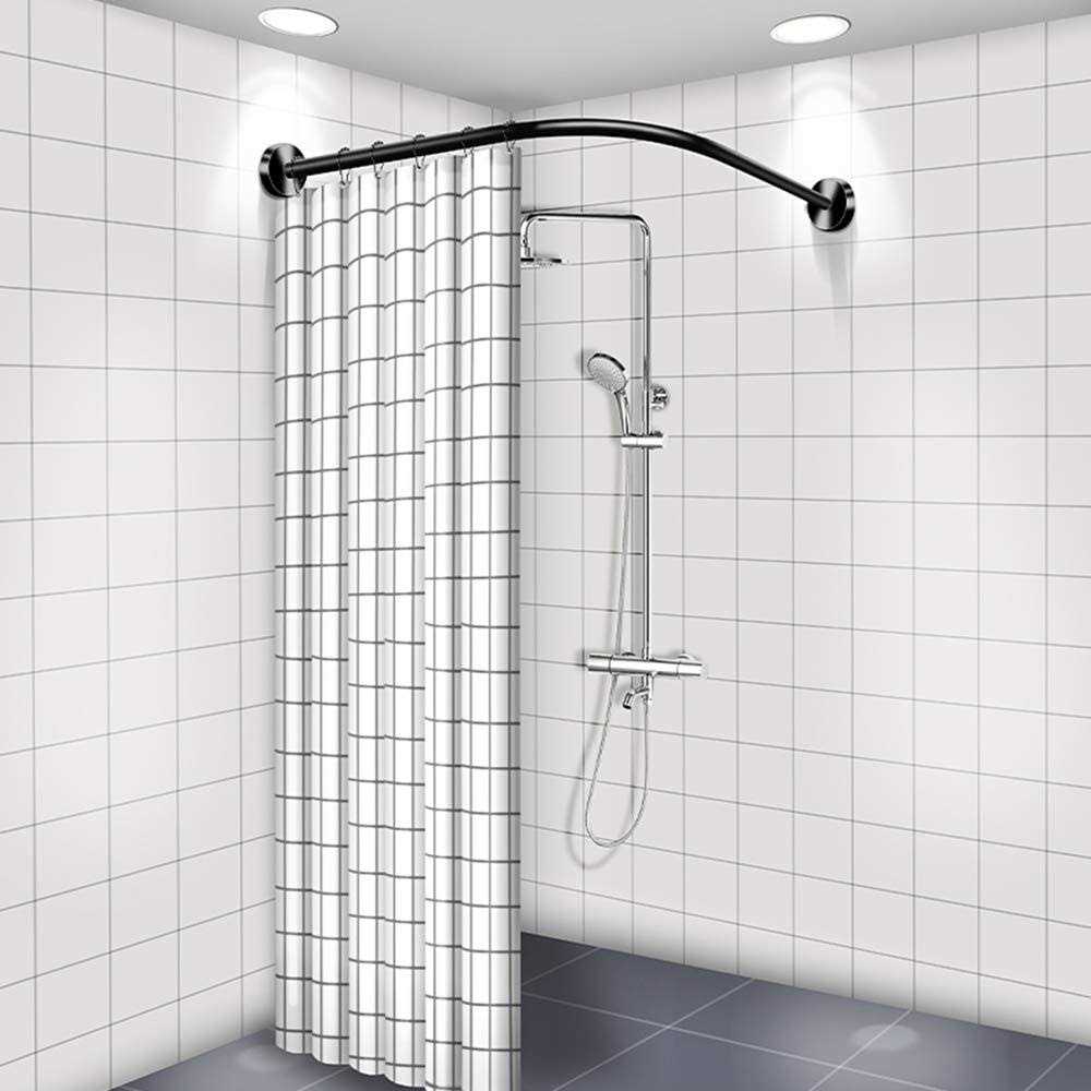 Sikaiqi Stretchable 304 Stainless L Shaped Bathroom Bathtub Corner Shower Curtain Rod Rack - Image 3