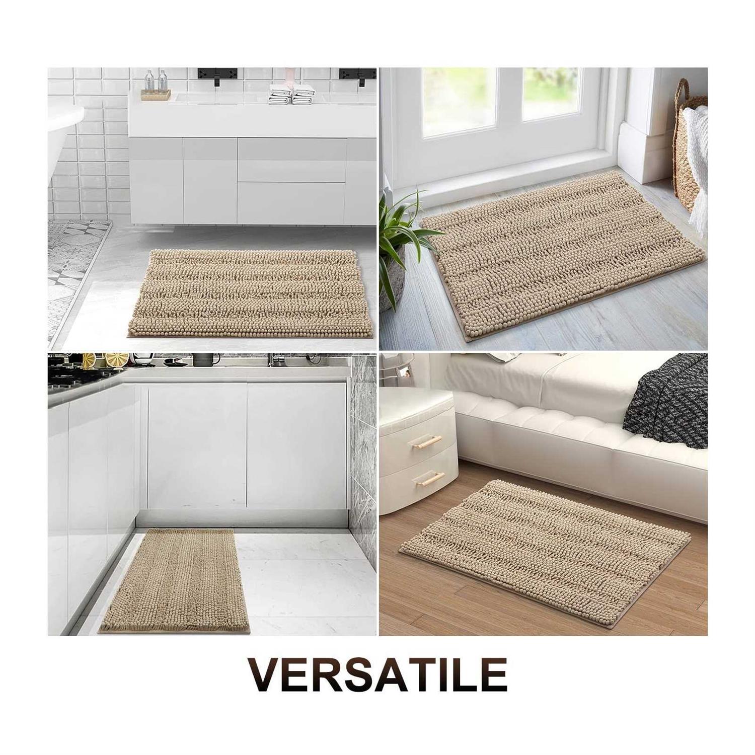 Grandaily Chenille Striped Bathroom Rug Mat, Extra Thick and Absorbent Bath Rugs - Image 5