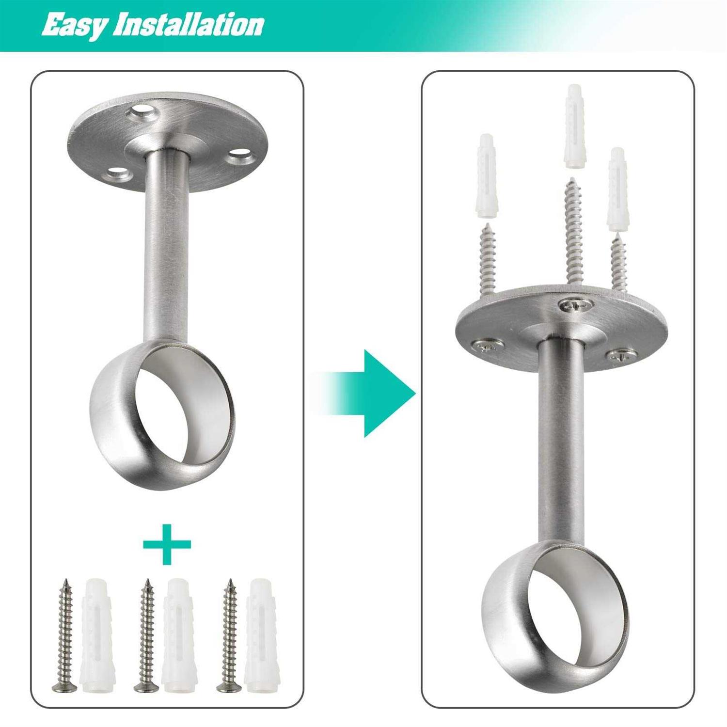 Creatyi Heavy Duty Closet Rod Brackets Closet Shower Curtain Rod Bracket Ceiling - Image 4