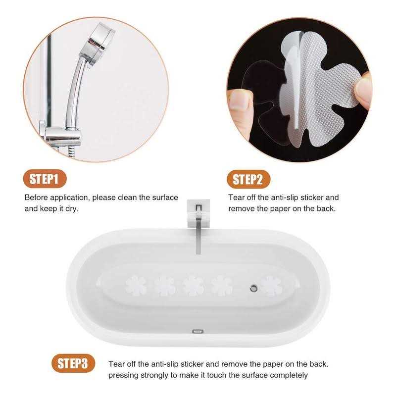 Secopad Bathtub Stickers Non-Slip Safety Shower Treads Adhesive Appliques with Premium Scraper - Image 4