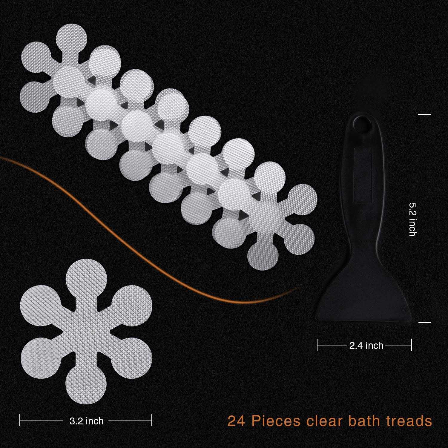Secopad Bathtub Stickers Non-Slip Safety Shower Treads Adhesive Appliques with Premium Scraper - Image 4