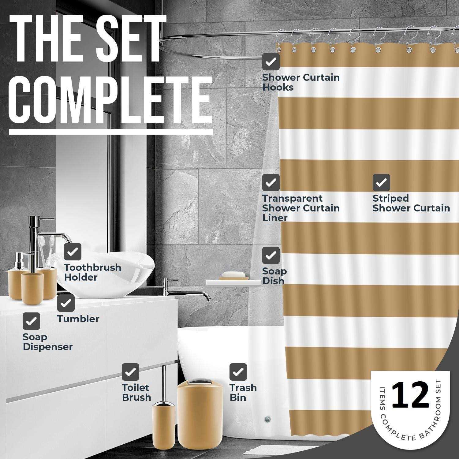 Clara Clark Bathroom Set Bathroom Accessories Set, Bathroom Sets with Shower Curtain and Rugs - Image 4