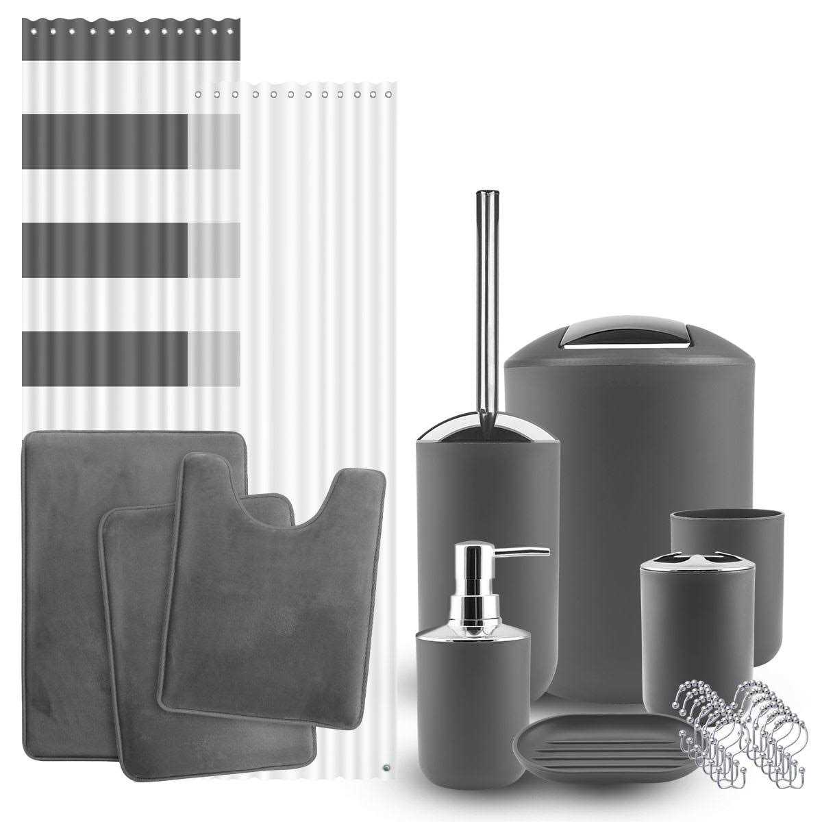 Clara Clark Bathroom Set Bathroom Accessories Set, Bathroom Sets with Shower Curtain and Rugs - Image 5