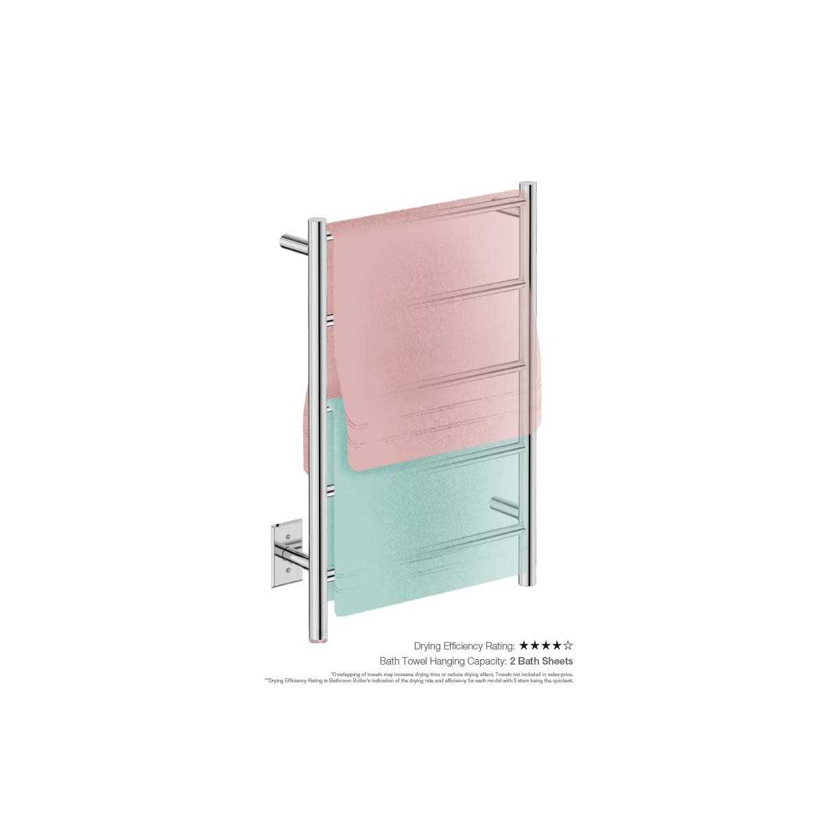 NATURAL 5 Bar 20 inch Straight Heated Towel Rack with PTSelect Switch - Image 5