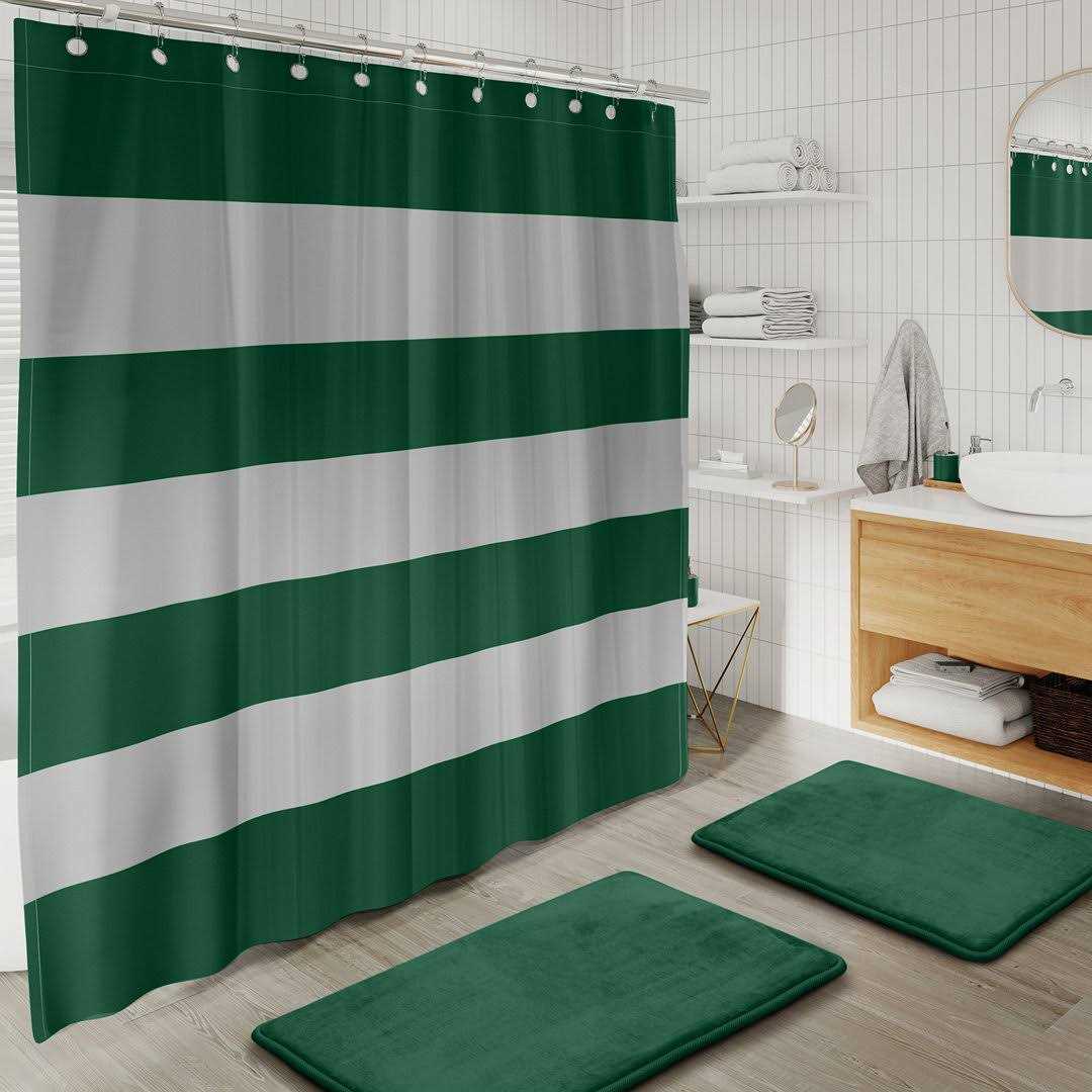 Clara Clark Bathroom Set Green Bathroom Accessories Set, Bathroom Sets with Shower Curtain and Rugs - Image 4