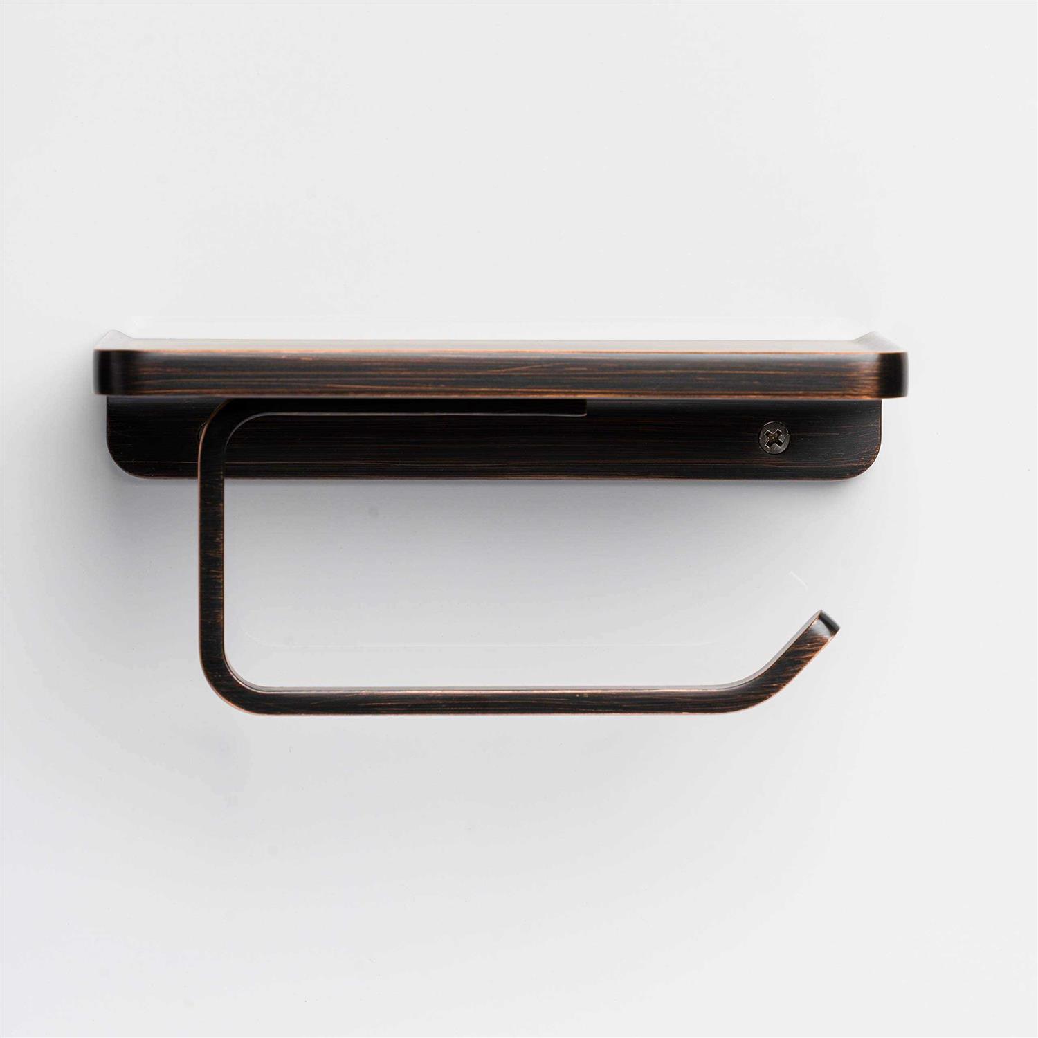Linkaa Toilet Paper Holder with Shelf Oil Rub Bronze,Wall Mount Bathroom Decor Phone Holder,Rust-Proof Aluminum Matte Finish,Bathroom Accessories - Image 4