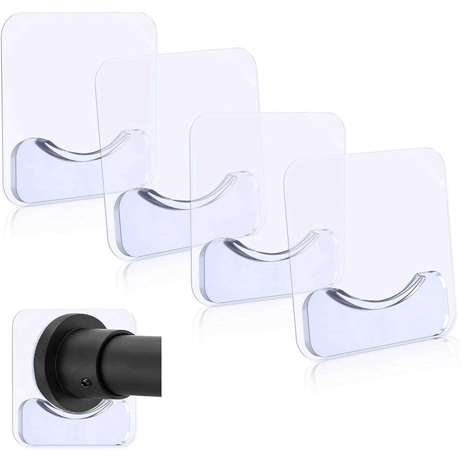 Prebene 4pcs Adhesive Shower Curtain Rod Holder Transparent Shower Rod Tension Holder - Image 4