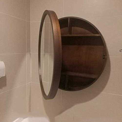 SDK Round Bathroom Mirror Cabinet Bathroom Wall Storage Cabinet Mirror Medicine Cabinet with Slow-Close Wooden Frame 3 Level - Image 3