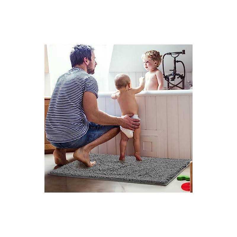Deconovo Bath Soft Plush Chenille Absorbent Bathroom Rugs - Image 3