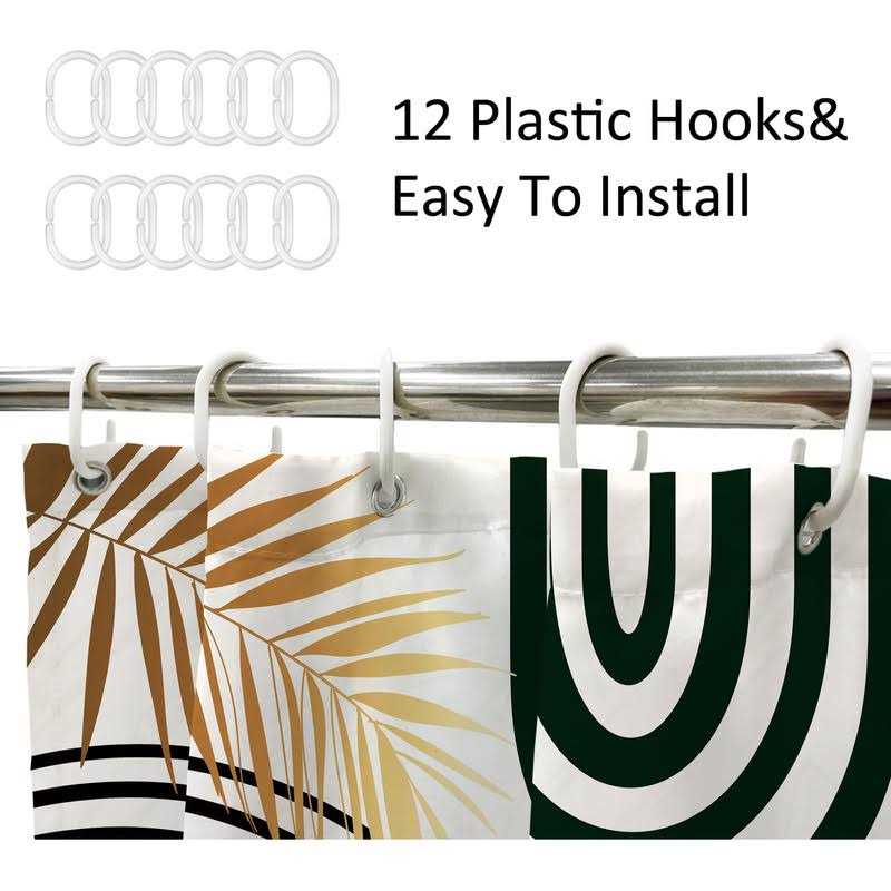 Newsely Mid Century Abstract Boho Shower Curtain 60wx72h Inch Neutral Plants Bot - Image 5