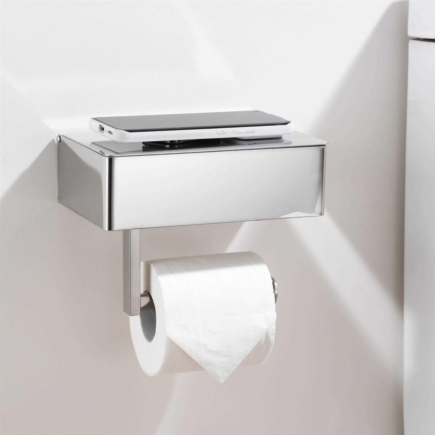 Day Moon Designs Toilet Paper Holder with Shelf Flushable Wipes Dispenser & Storage fits any Bathroom - Image 3