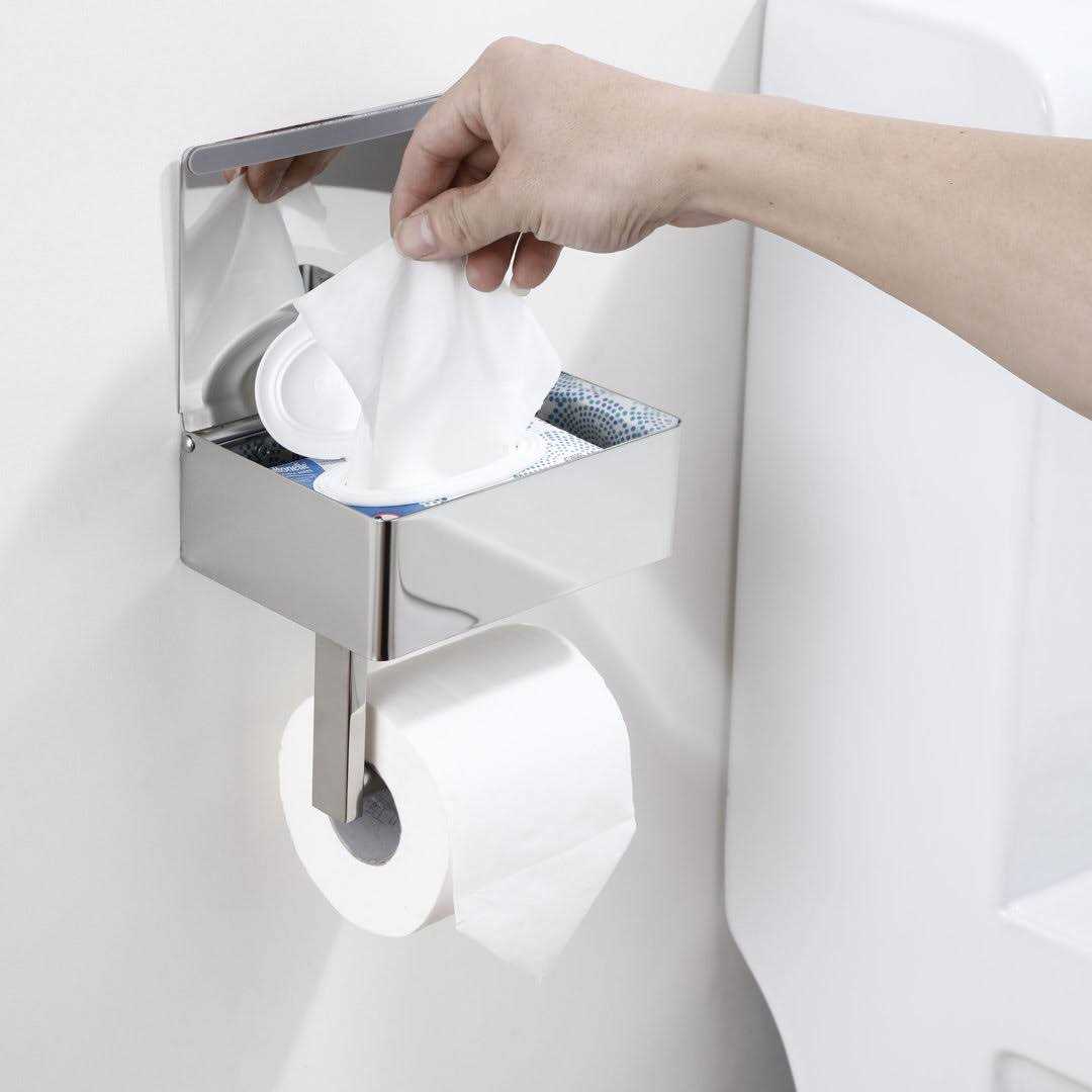 Day Moon Designs Toilet Paper Holder with Shelf Flushable Wipes Dispenser & Storage fits any Bathroom - Image 4