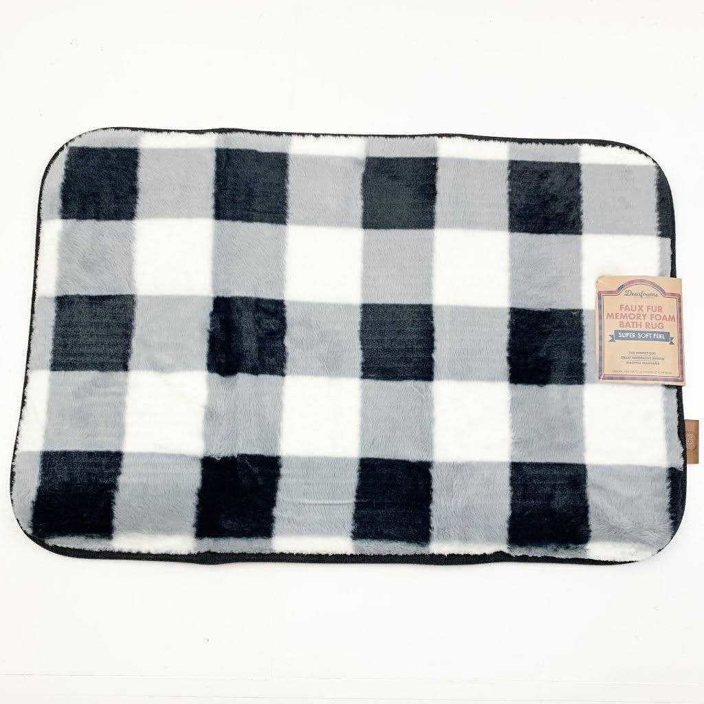 Dearfoams Faux Fur Printed Buffalo Plaid Bath Rug - Image 3