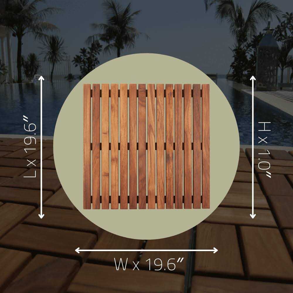 Nordic Style Premium Teak Shower and Bath Mat for Indoor and Outdoor Use - Image 4