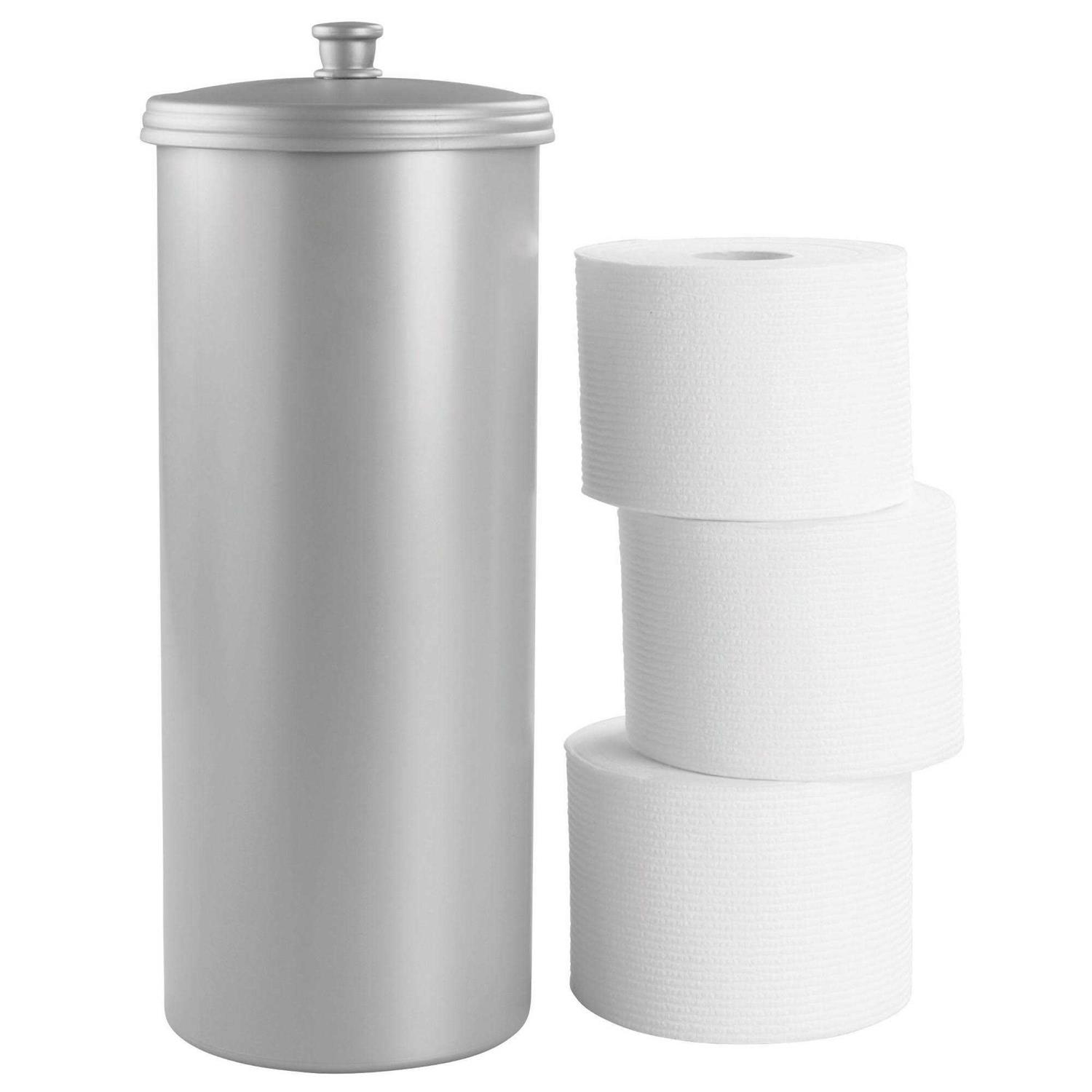 iDesign Kent Bathware, Free Standing Toilet Paper Roll Holder for Bathroom Storage - Gray - Image 3