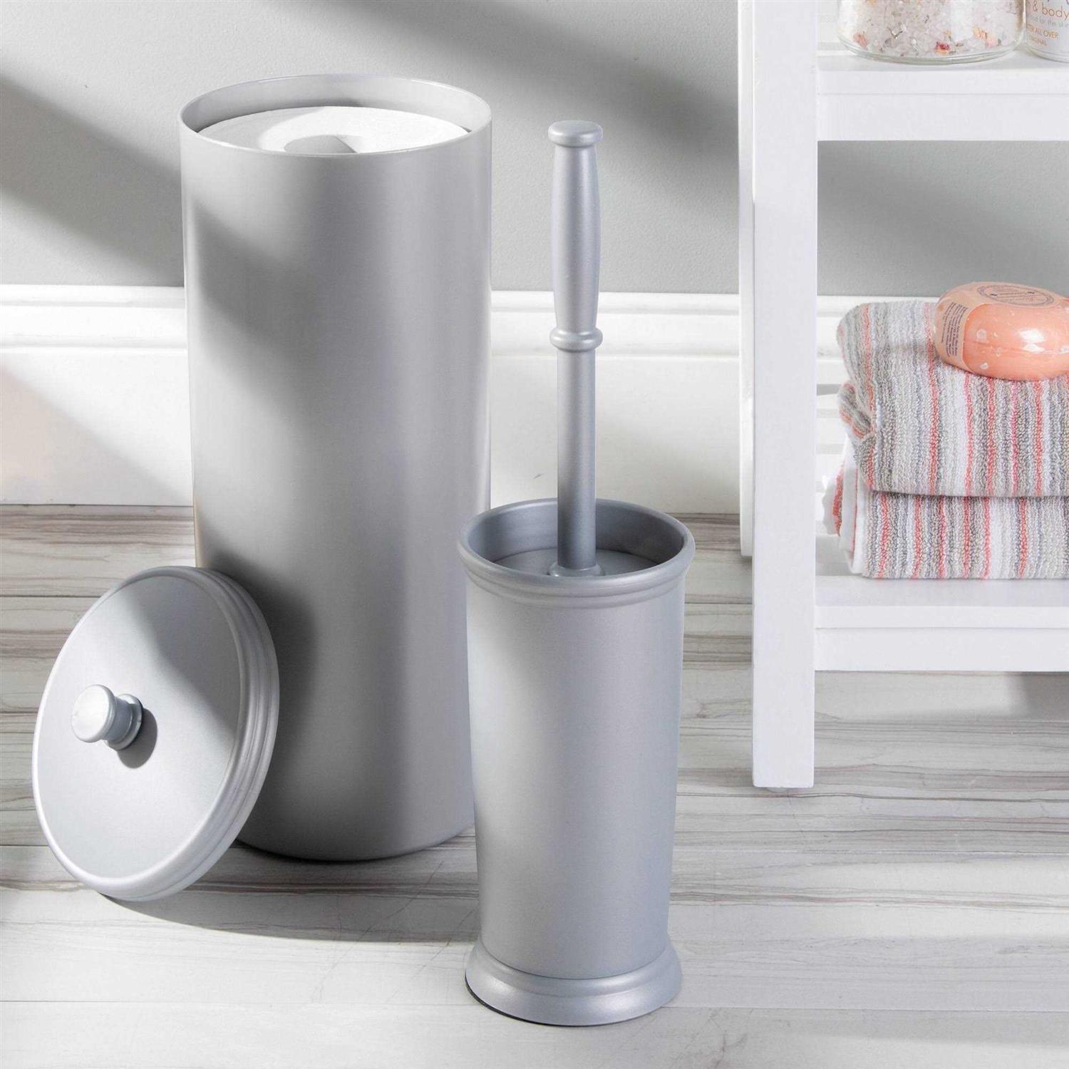 iDesign Kent Bathware, Free Standing Toilet Paper Roll Holder for Bathroom Storage - Gray - Image 5