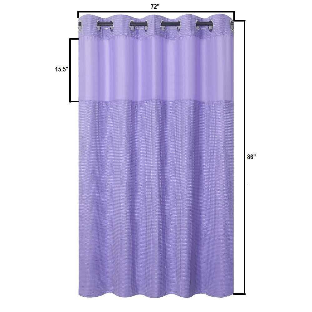 Wpm No Hooks Required Shower Curtain with Snap-in Liner Waffle Weave Design - Image 3