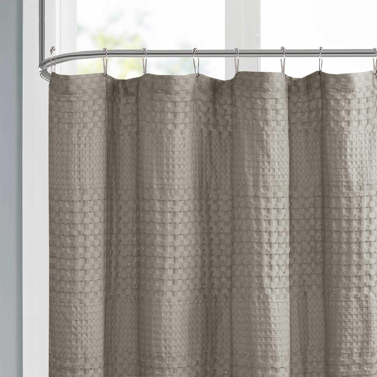 Madison Park Arlo Super Waffle Textured Solid Shower Curtain - Image 3