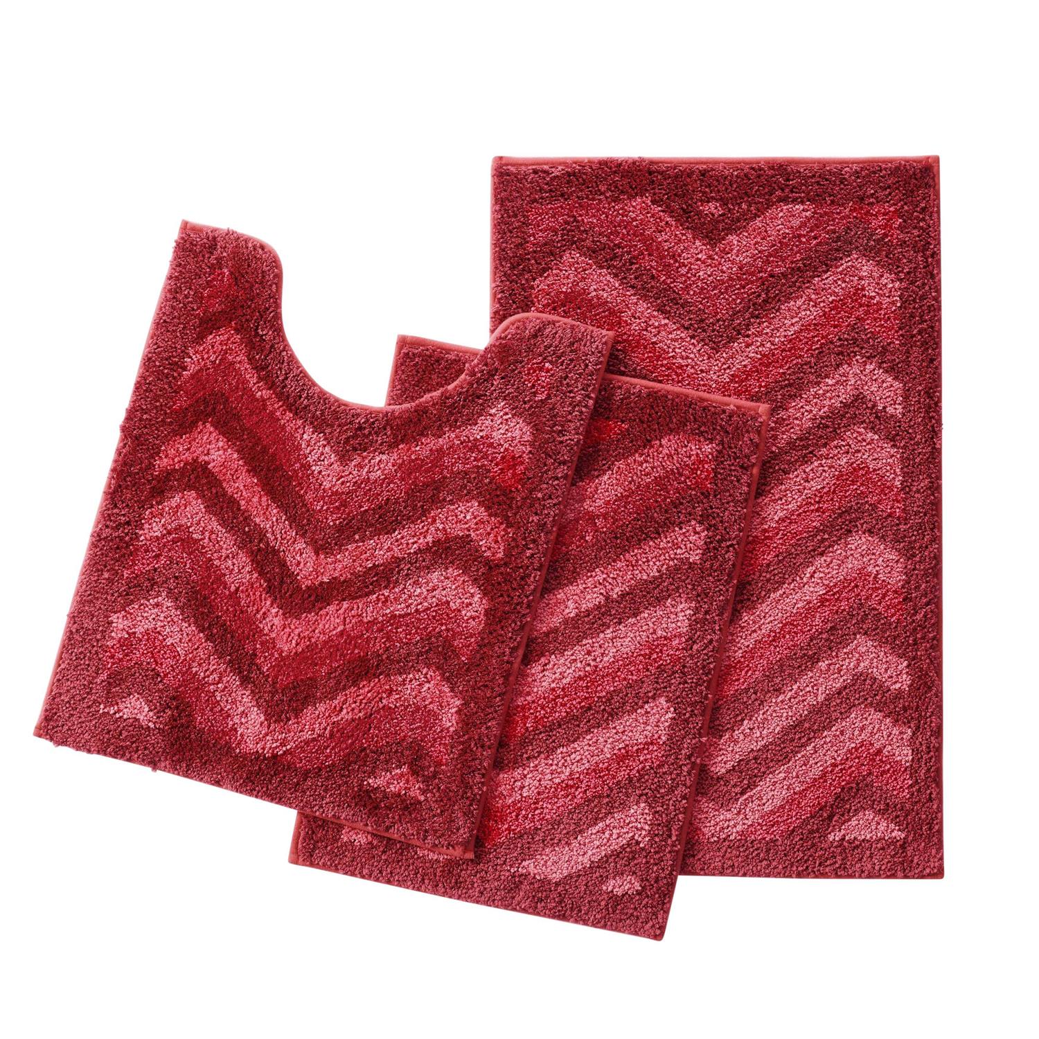 Clara Clark Non Slip Shaggy Bath Rug Set Chevron Design Ultra Soft Bathroom Mat - Image 3