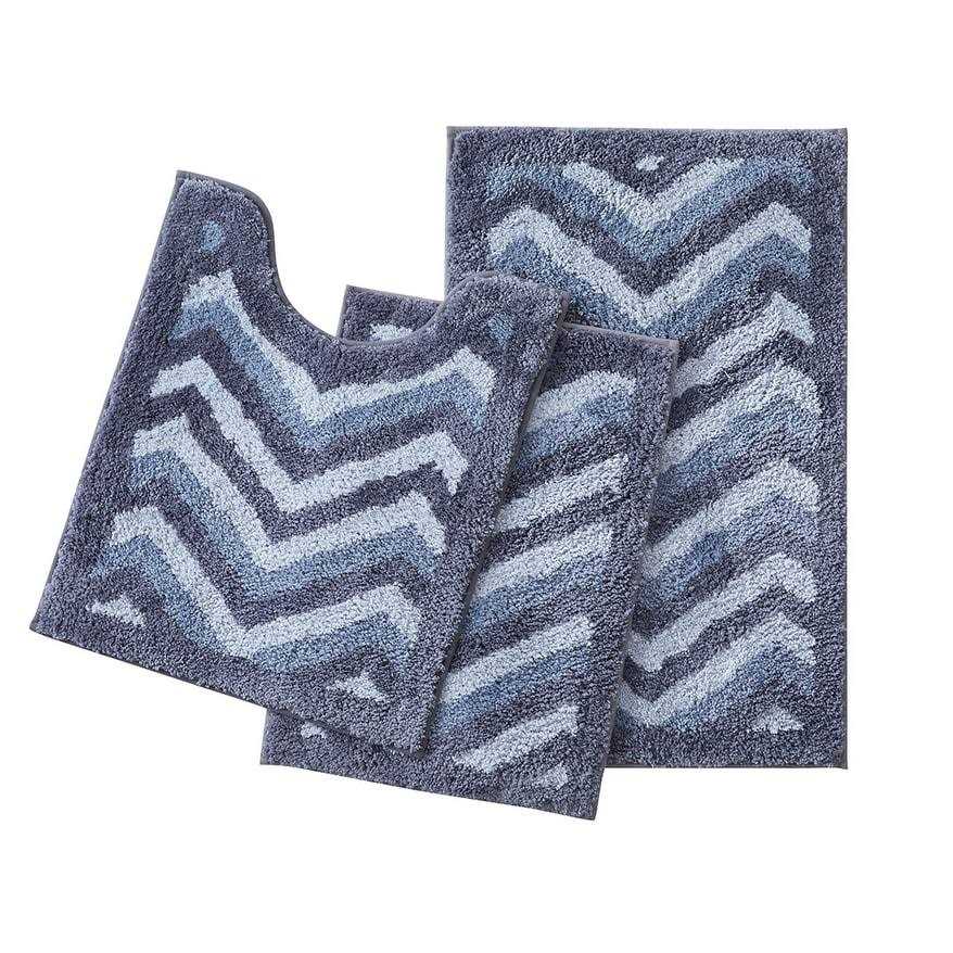 Clara Clark Non Slip Shaggy Bath Rug Set Chevron Design Ultra Soft Bathroom Mat - Image 5