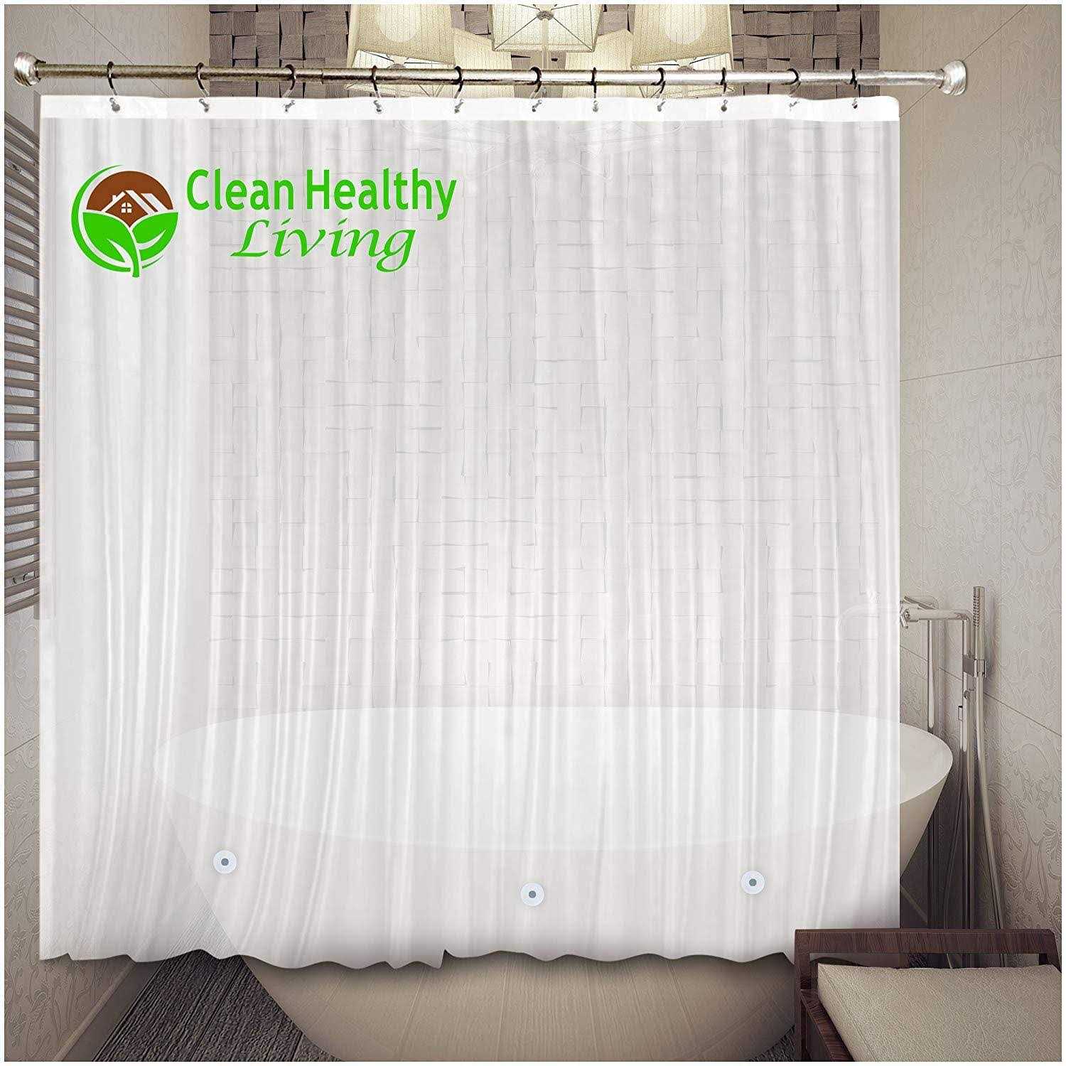 Clean Healthy Living Heavy Duty Peva Shower Curtain Liner with Magnets & Suction Cups - Image 5