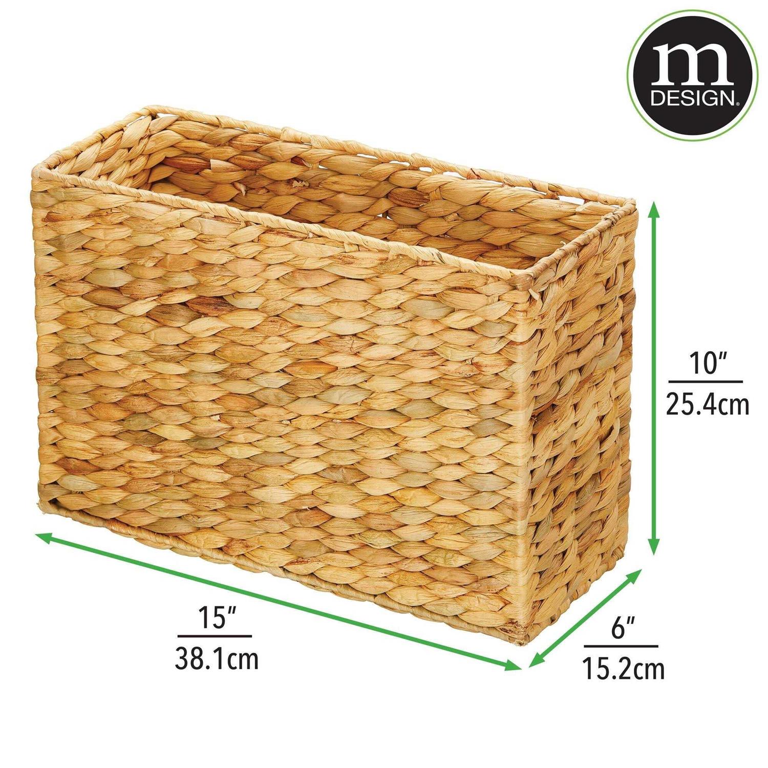mDesign Rice Woven Hyacinth Bathroom Toilet Tank Storage Basket - Image 4