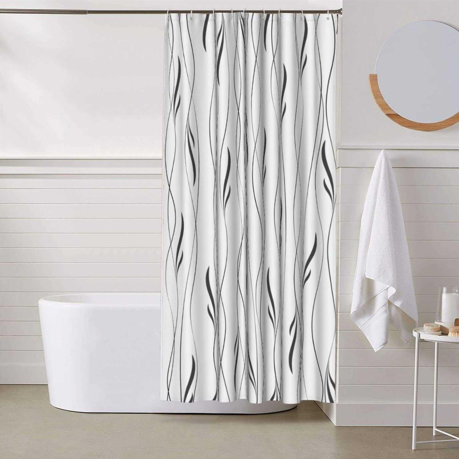 Grey and White Fabric Shower Bathroom - Image 5