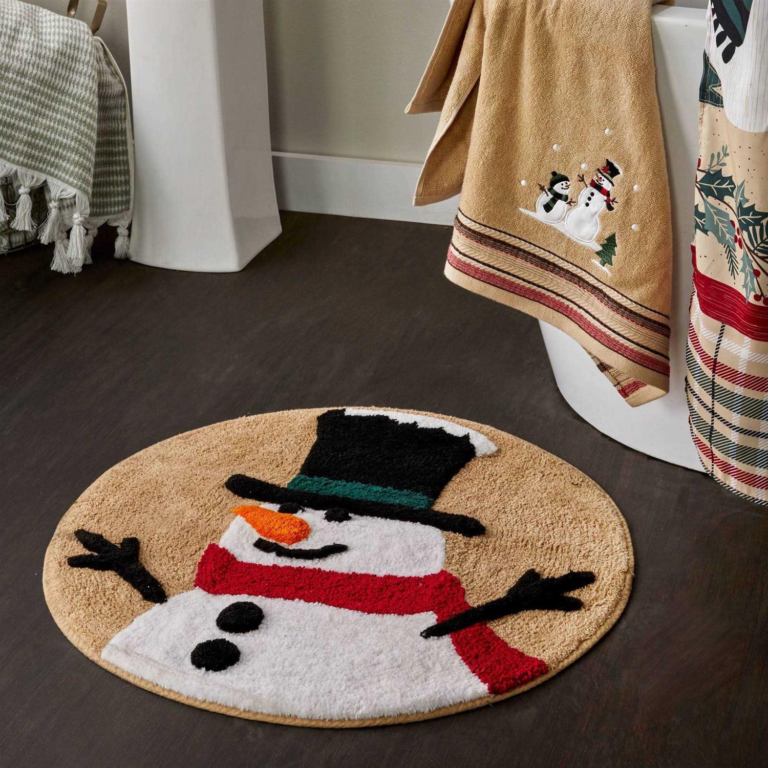 Rustic Plaid Snowman Rug, Beige - Image 5