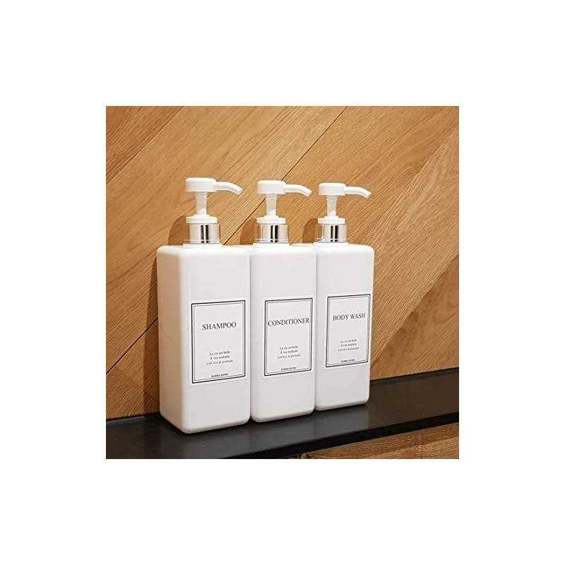 HARRA HOME Modern Gold Design Pump Bottle Set 27 oz Refillable Shampoo and Conditioner Dispenser Empty Shower Plastic Bottles with Pump for Bathroom - Image 4