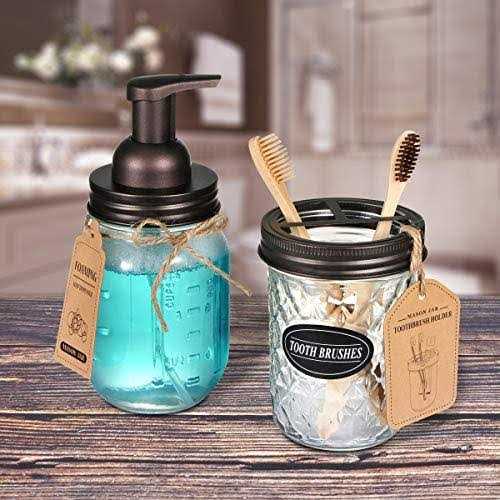 Mason Jar Foaming Soap Dispenser Lids -Bronze -Rustproof Stainless Steel Lid/Plastic Pump,with Waterproof Chalkboard Labels Stickers - Image 5