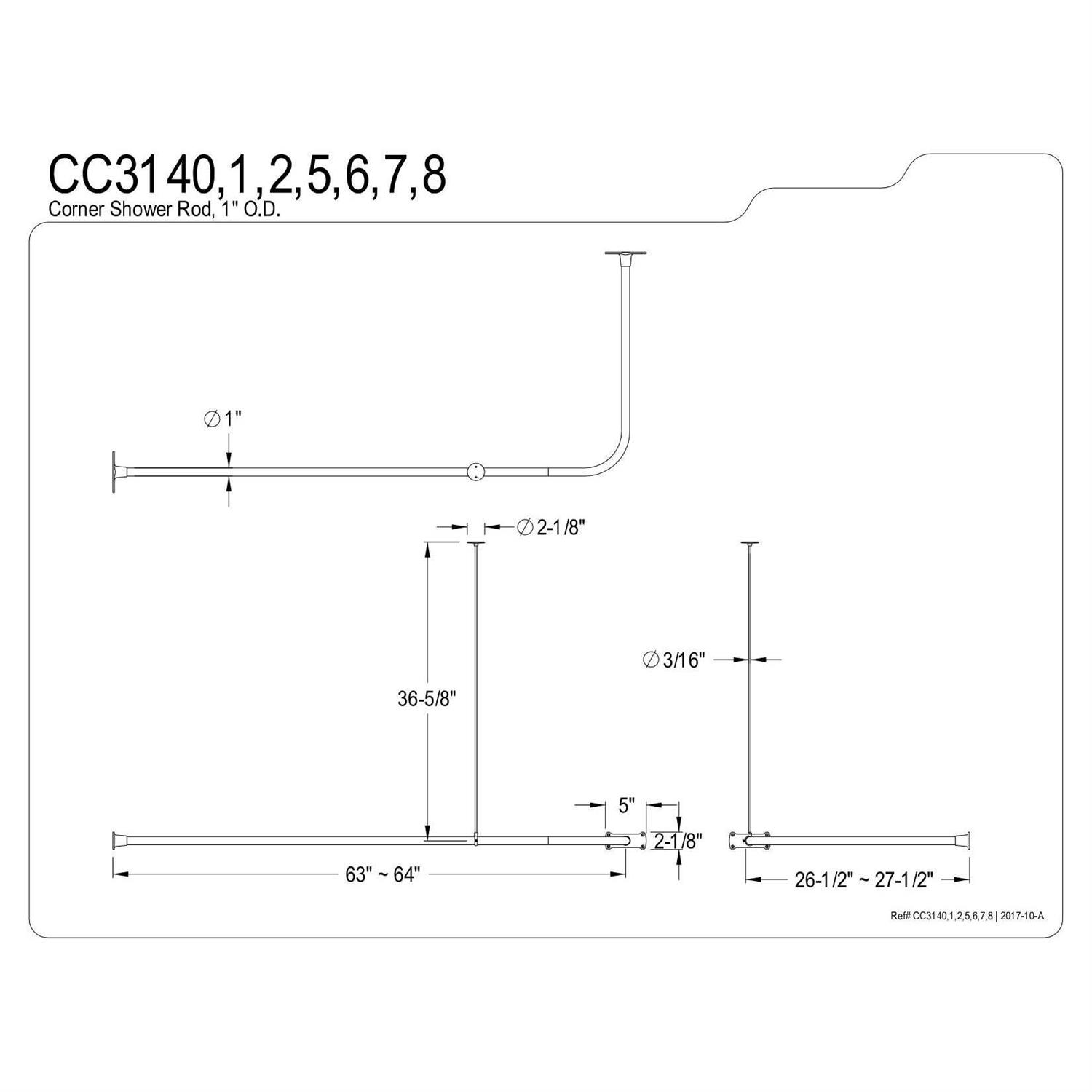 Kingston Brass Corner Shower Rod - Image 4