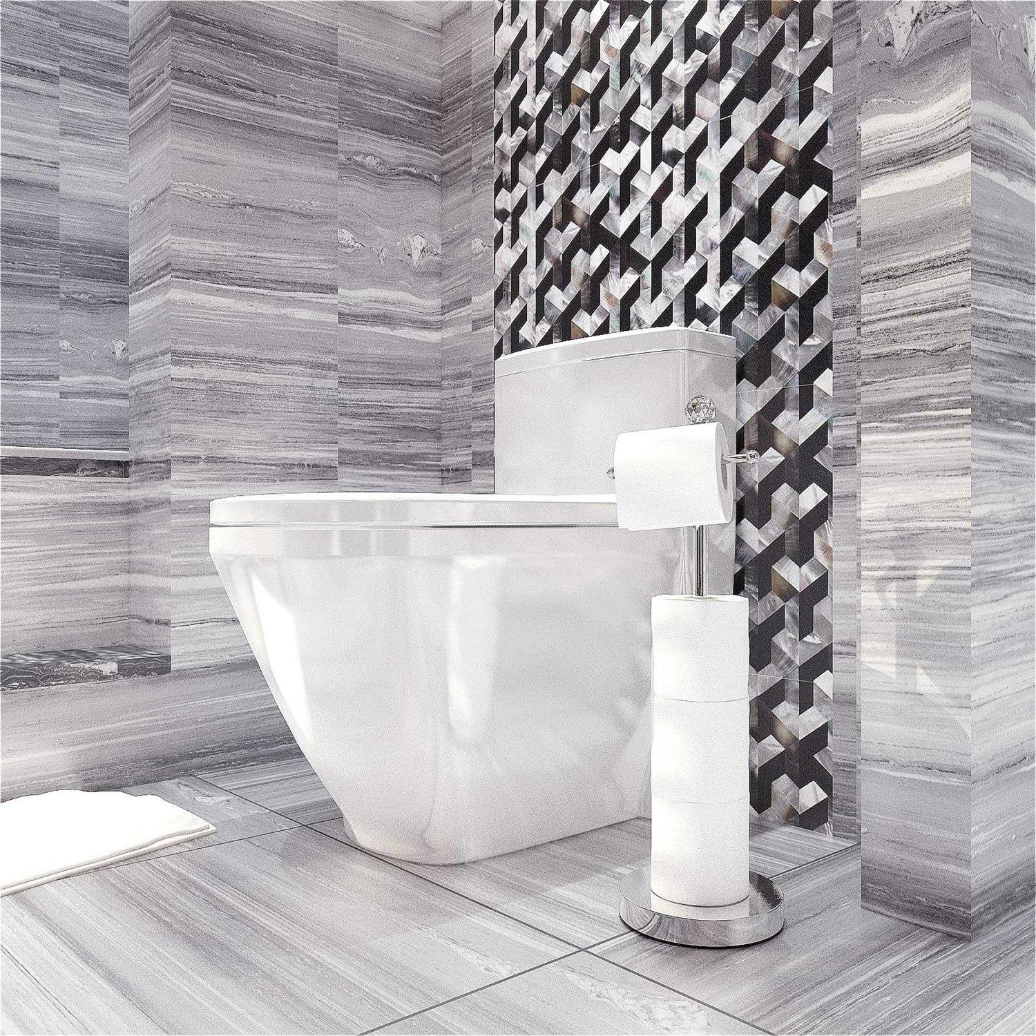 ROLABAM Heavy Weighted Toilet Paper Holder Free Standing Toilet Paper Holder Stand for Bathroom Total Height 24 - Image 4