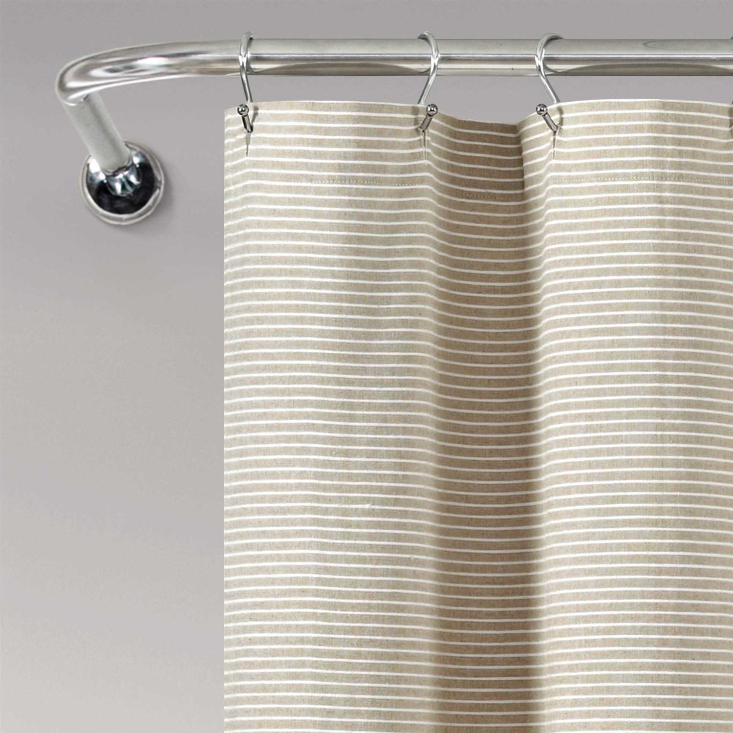 Lush Decor Farmhouse Button Stripe Yarn Dyed Woven Cotton Shower Curtain - Image 4