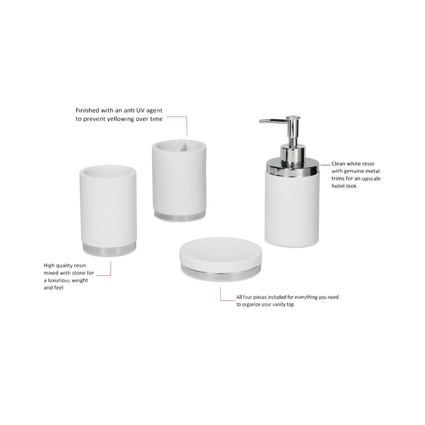 Roselli Trading Company Hotel 4-Pc. Bath Accessory Set - Image 3