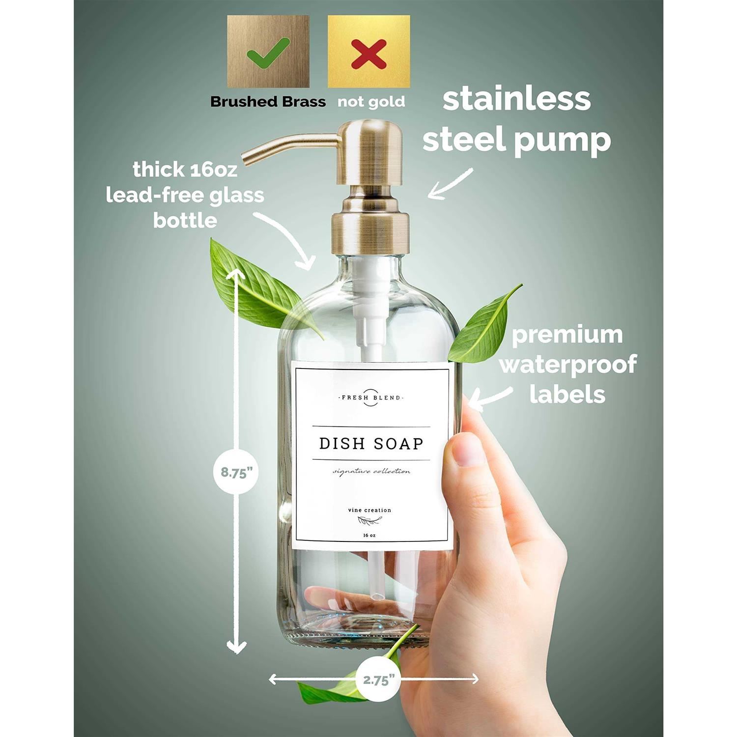 Vine Creations Clear Glass Soap Dispenser 2 Pack - Image 4