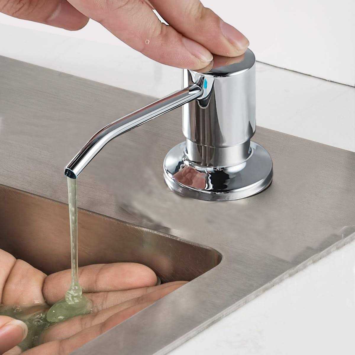 Soap Dispenser for Kitchen Sink Stainless Steel Built in Soap Dispenser Countertop Pump Head with 17OZ Large Liquid Bottle fit Kitchen Bathroom - Image 3