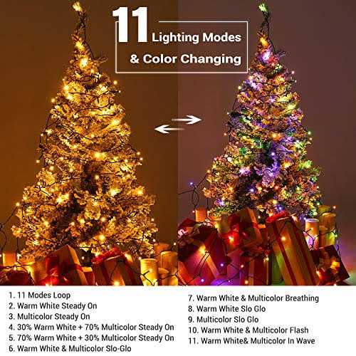 Brizled Christmas Lights 65.67ft 200 LED Color Changing Tree Lights 11-Function Warm White - Image 3