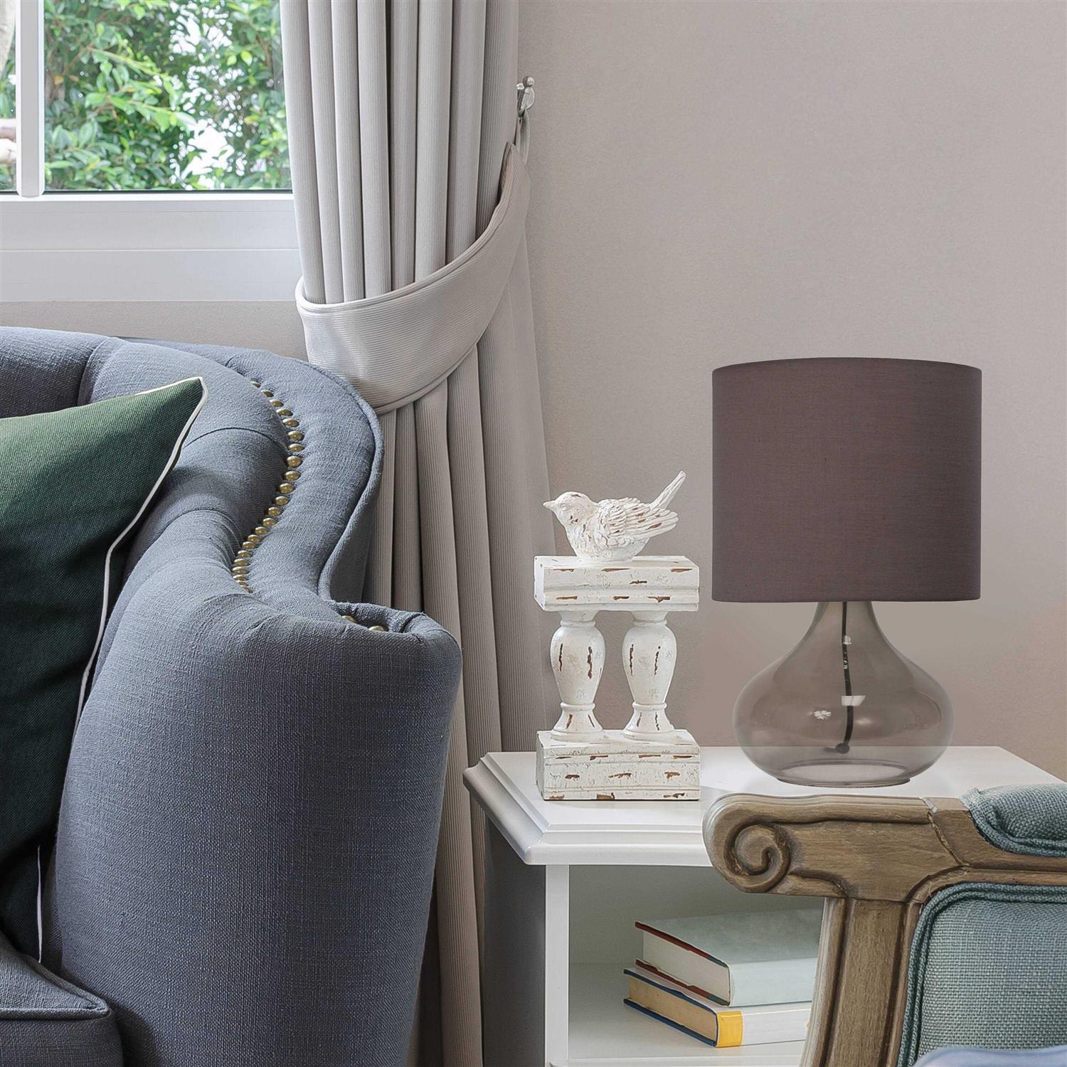 Simple Designs Glass Raindrop Table Lamp with Fabric Shade - Image 4