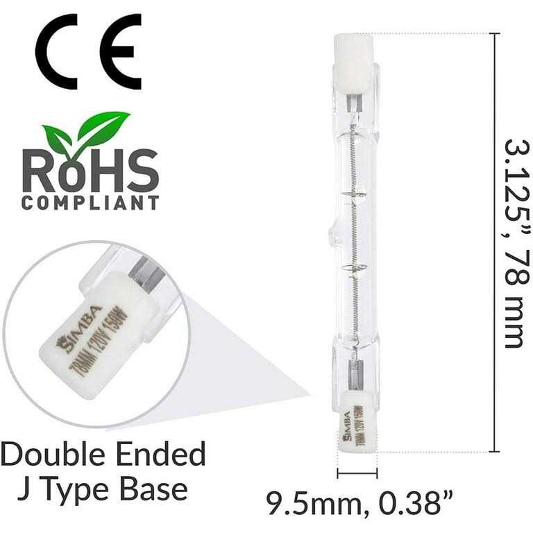 Simba Lighting Halogen R7s 78mm 120v T3 J Type Double Ended Bulbs, 5-Pack - Image 4