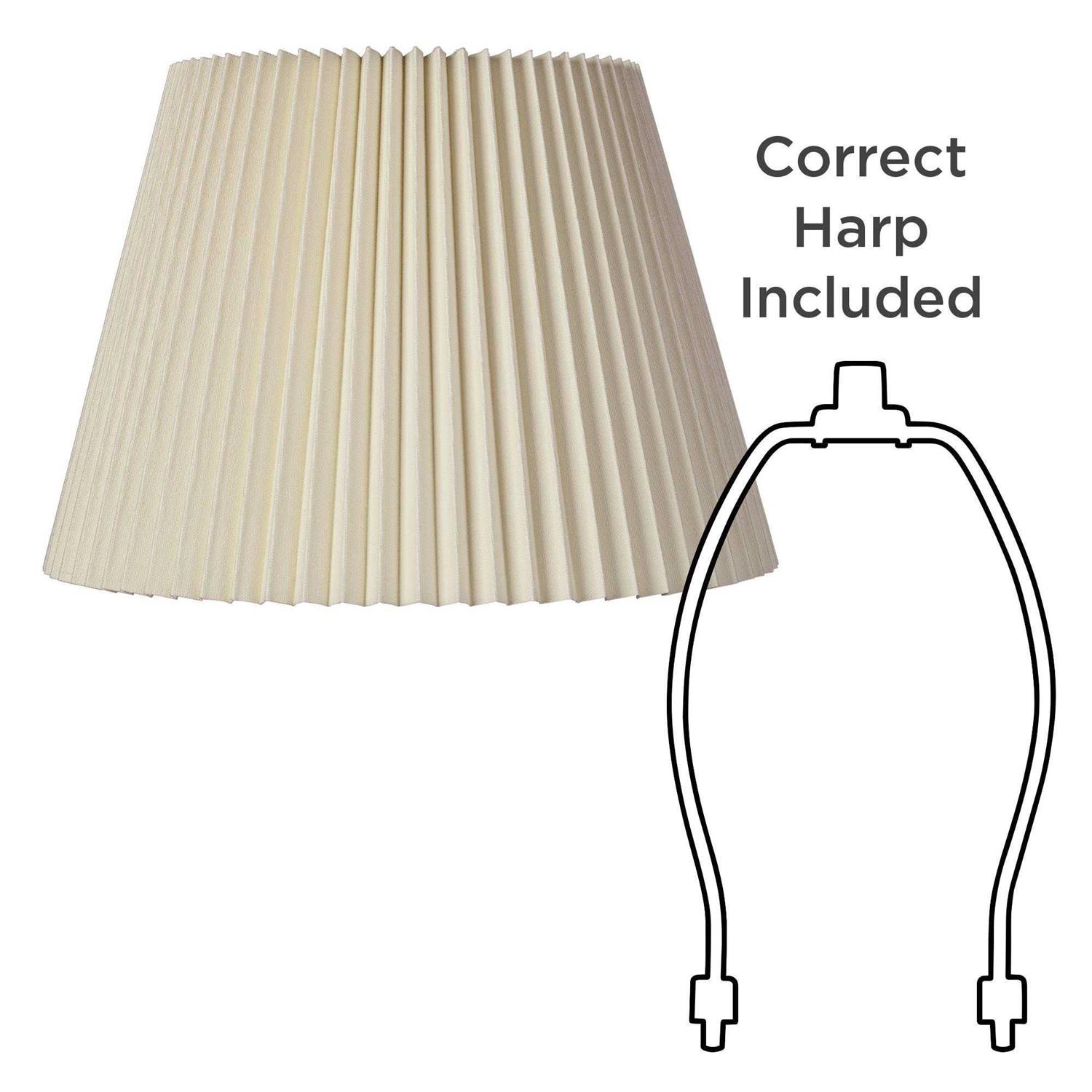 Springcrest Ivory Linen Knife Pleat Medium Lamp Shade 9 Top x 14.5 Bottom x 10 High Replacement with Harp and Finial - Image 3