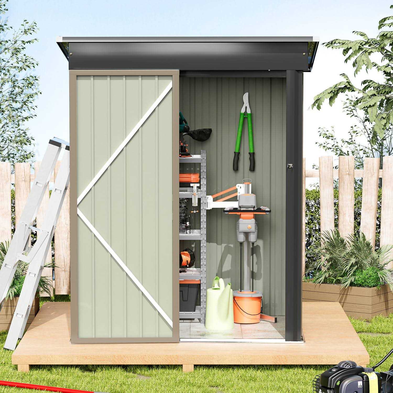 Devoko Patio Metal Shed Lockable Garden Shed for Outdoor Backyard Patio Storage - Image 5