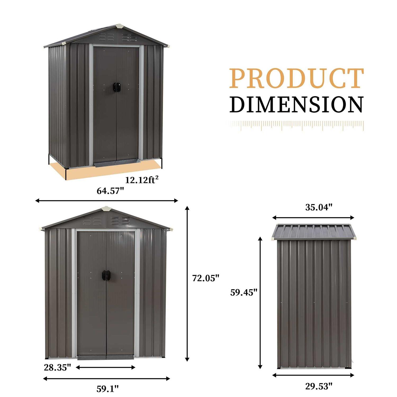 Vongrasig 5x3x6 FT Outdoor Storage Shed - Image 3