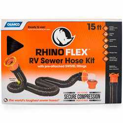 Camco Camper/RV RhinoFLEX Sewer Hose Kit with 15' Hose and Swivel Fittings - Image 3