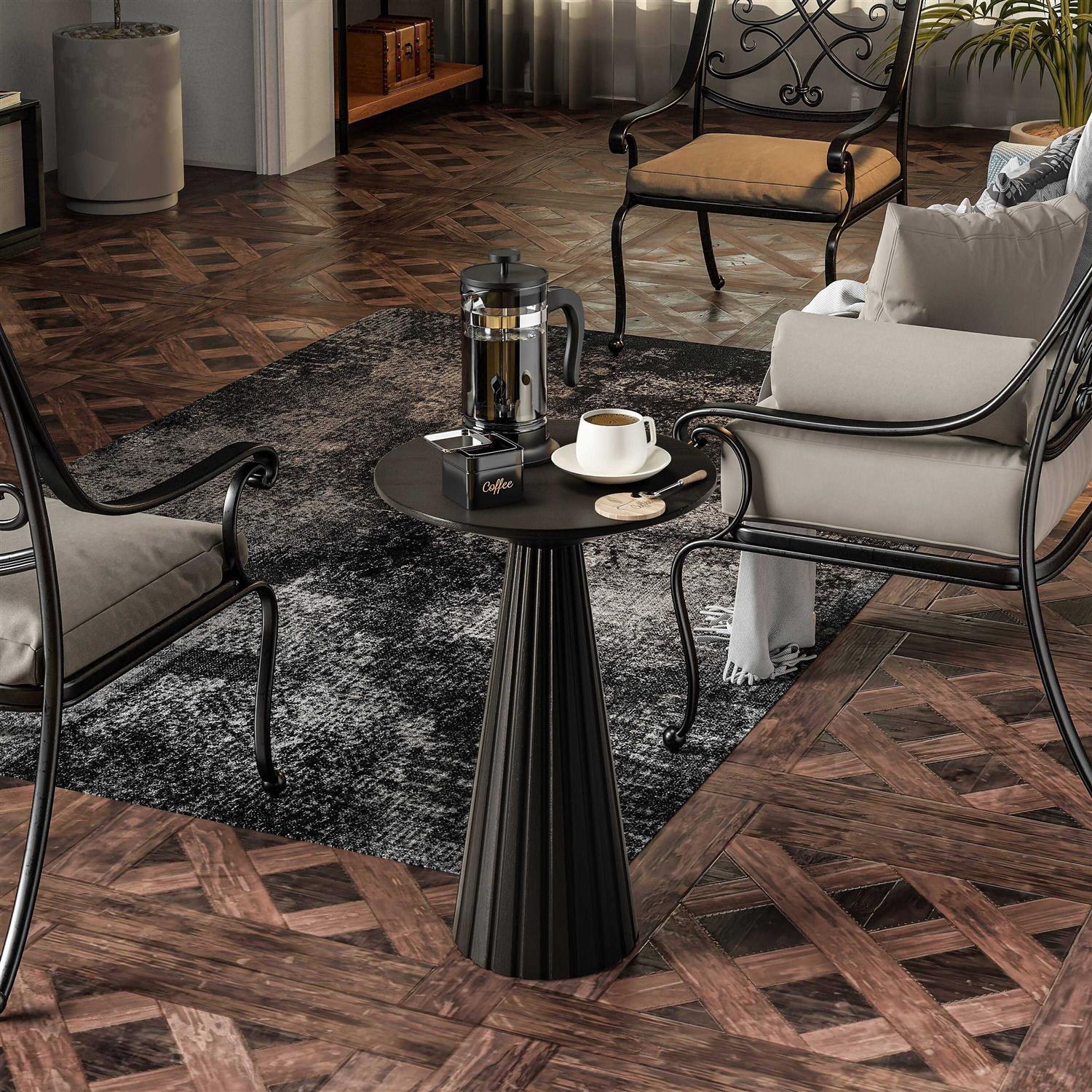 Cozayh Farmhouse Pedestal End Table Round Martini Table Wood Plant Stand Rustic Small Drink Table for Living Room - Image 4