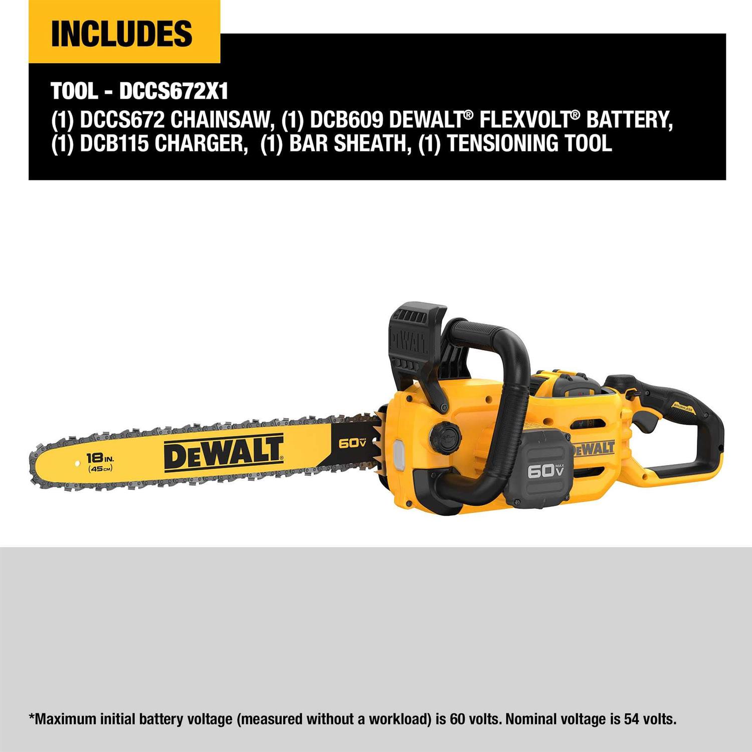 DEWALT DCCS672X1 60V MAX Chainsaw 18 Brushless Cordless Kit - Image 3