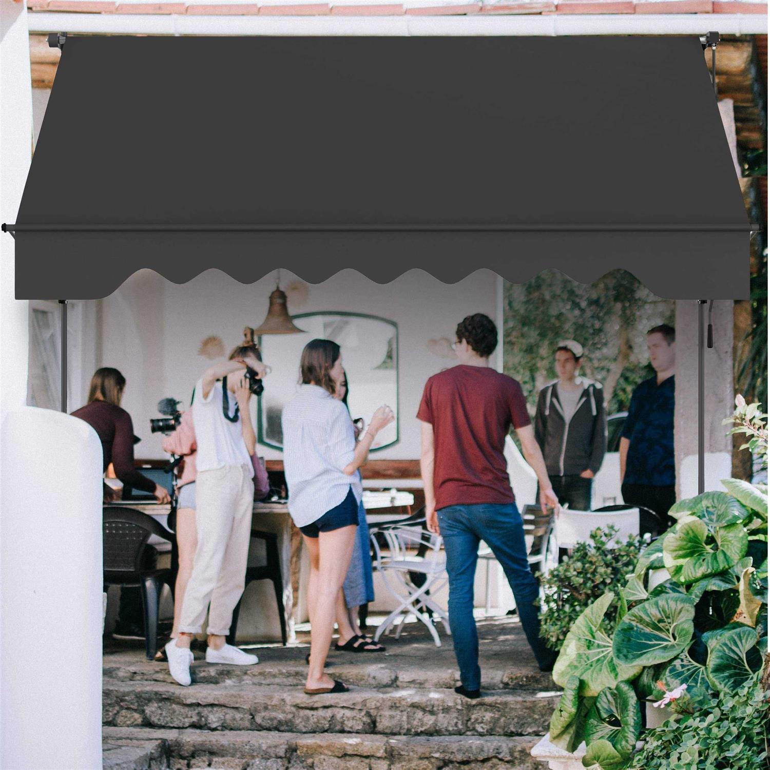 STEELAID Manual Retractable Awning Non-Screw Outdoor Sun Shade – Adjustable Pergola Shade Cover with UV Protection – 100% Polyester Made - Image 3