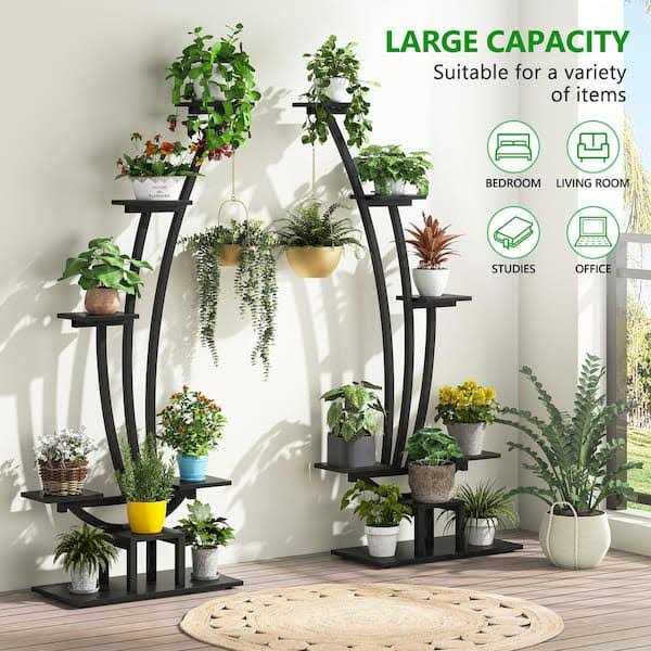 BYBLIGHT Wellston 59.8 5-Tier Indoor Plant Stand Flower Rack with 2-Hooks - Image 3