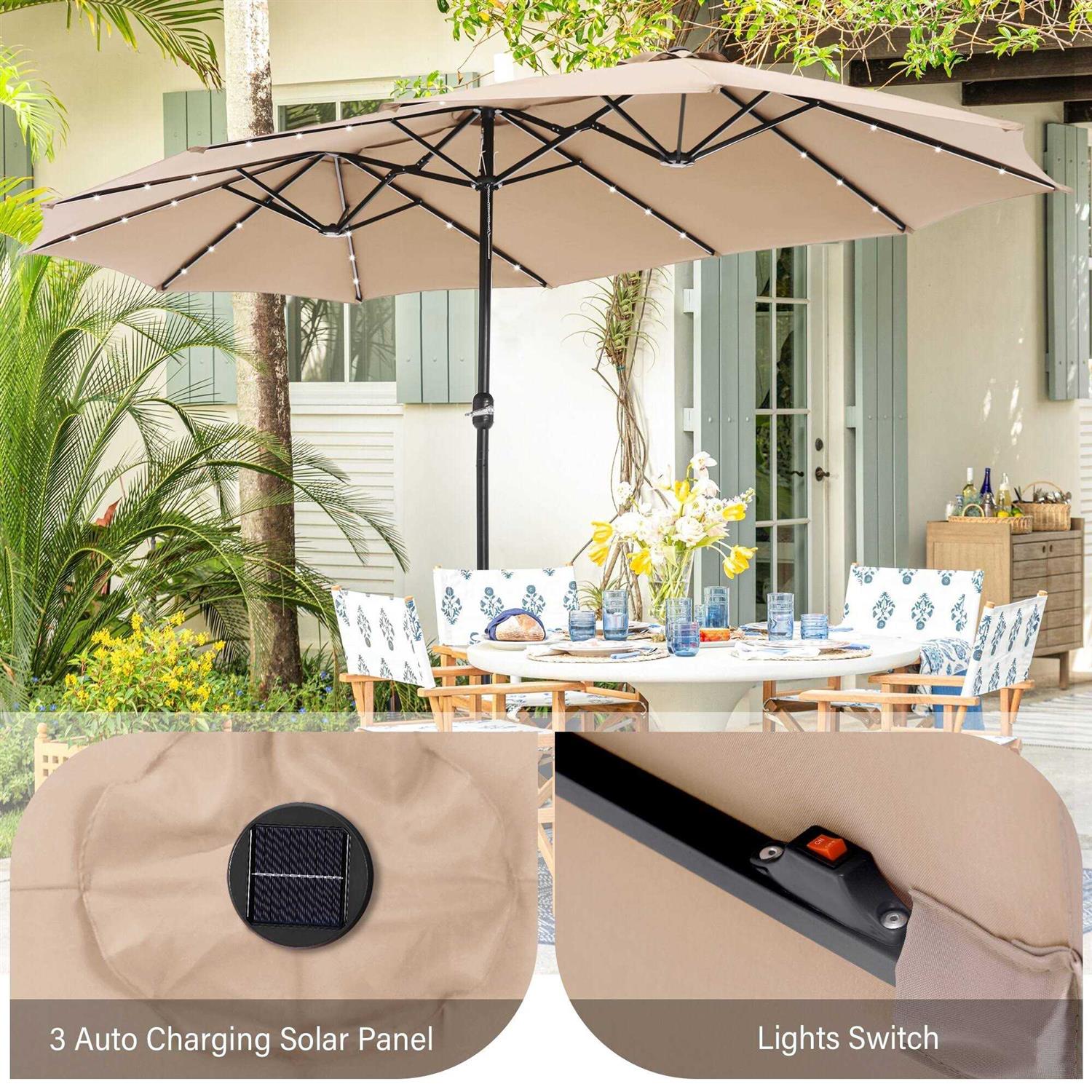 PHI VILLA 15ft Double-sided Patio Umbrella with Lights - Image 3
