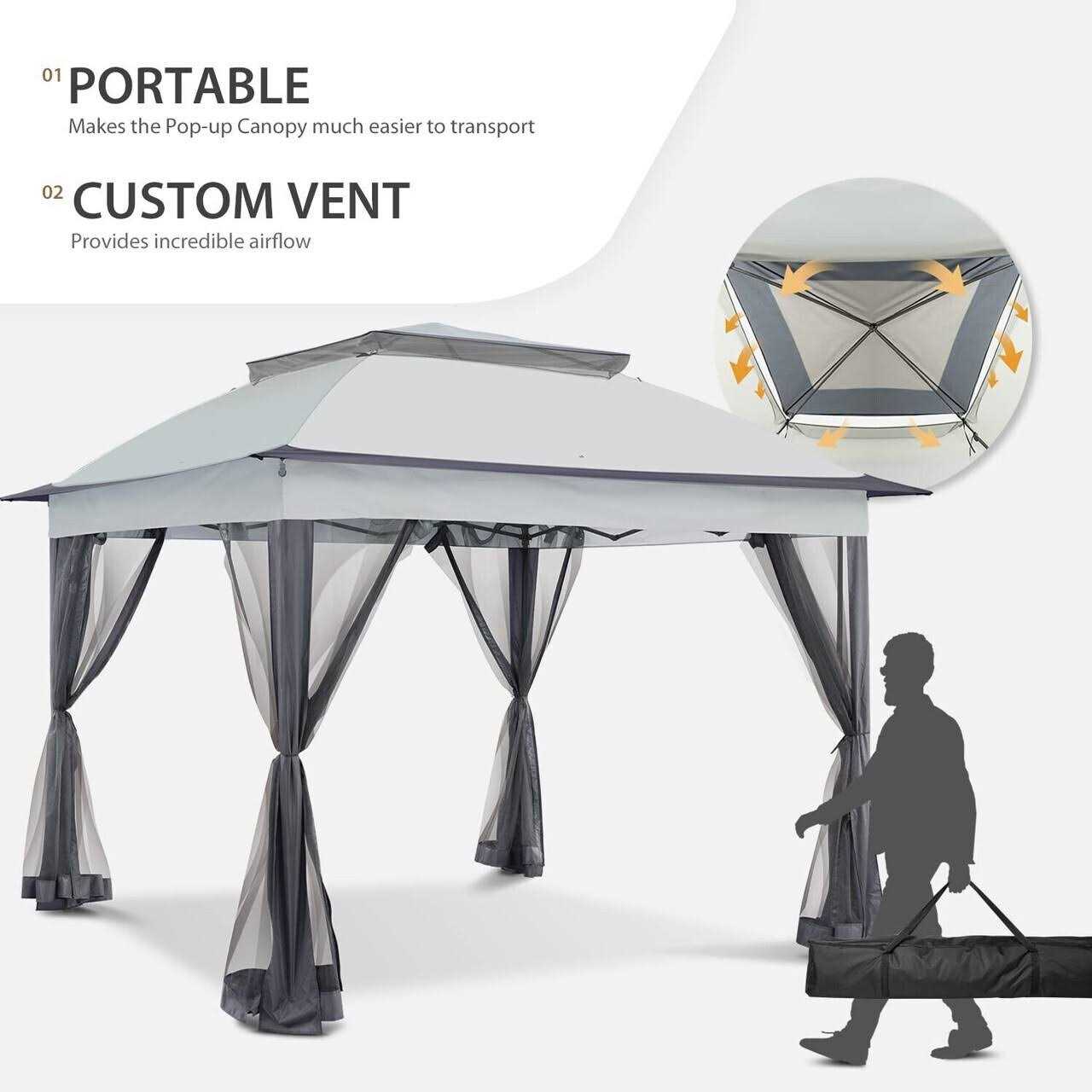 COOS BAY Cool Spot 11x11 Pop-Up Instant Gazebo Tent with Mosquito Netting Outdoor Canopy Shelter with 121 Square Feet of Shade - Image 3