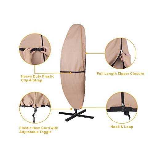 ULTCOVER Patio Umbrella Parasol Cover 600d Waterproof Outdoor Offset Banana Style Umbrella Cover - Image 3